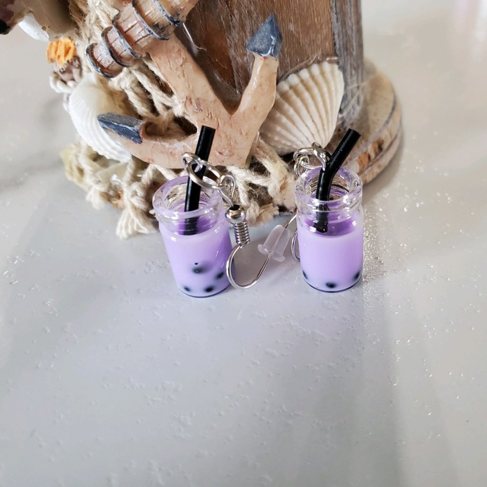 Purple Boba Tea Earrings